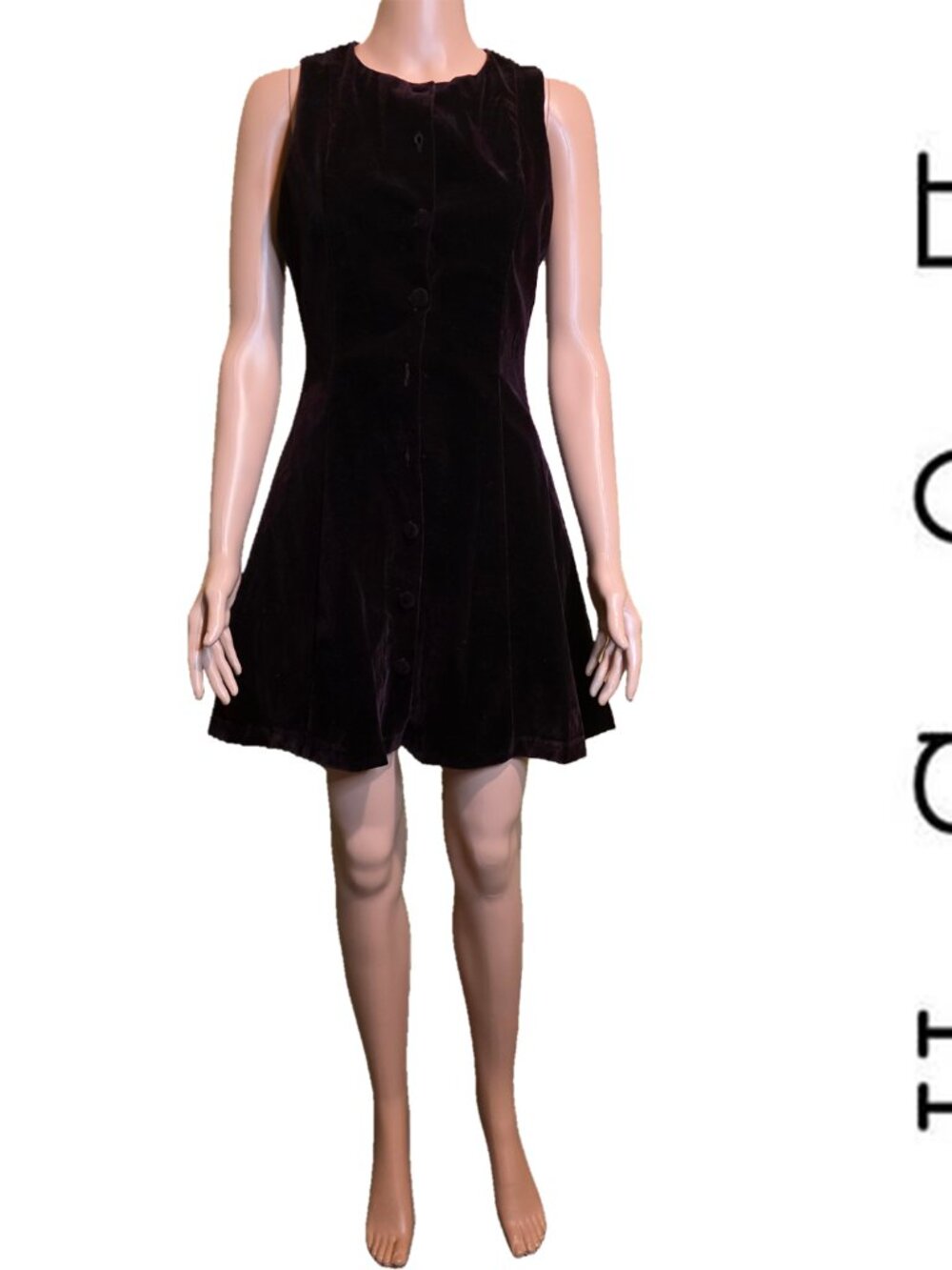Lush Sleeveless Button Front Velvet Minidress Purple Small- 3 missing buttons - Picture 2 of 10